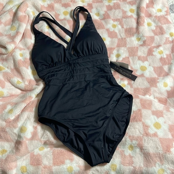 NWT black La Blanca one piece swimsuit 10